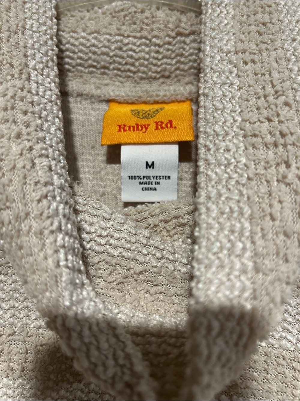 Ruby Rd. Cream Textured Shawl Collar Sweater - Picture 3 of 5